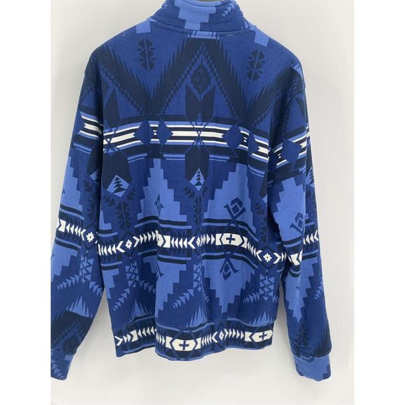 Polo Ralph Lauren Pullover Sweatshirt Men Large SouthwestFleece Mockneck Blue - Picture 10 of 12